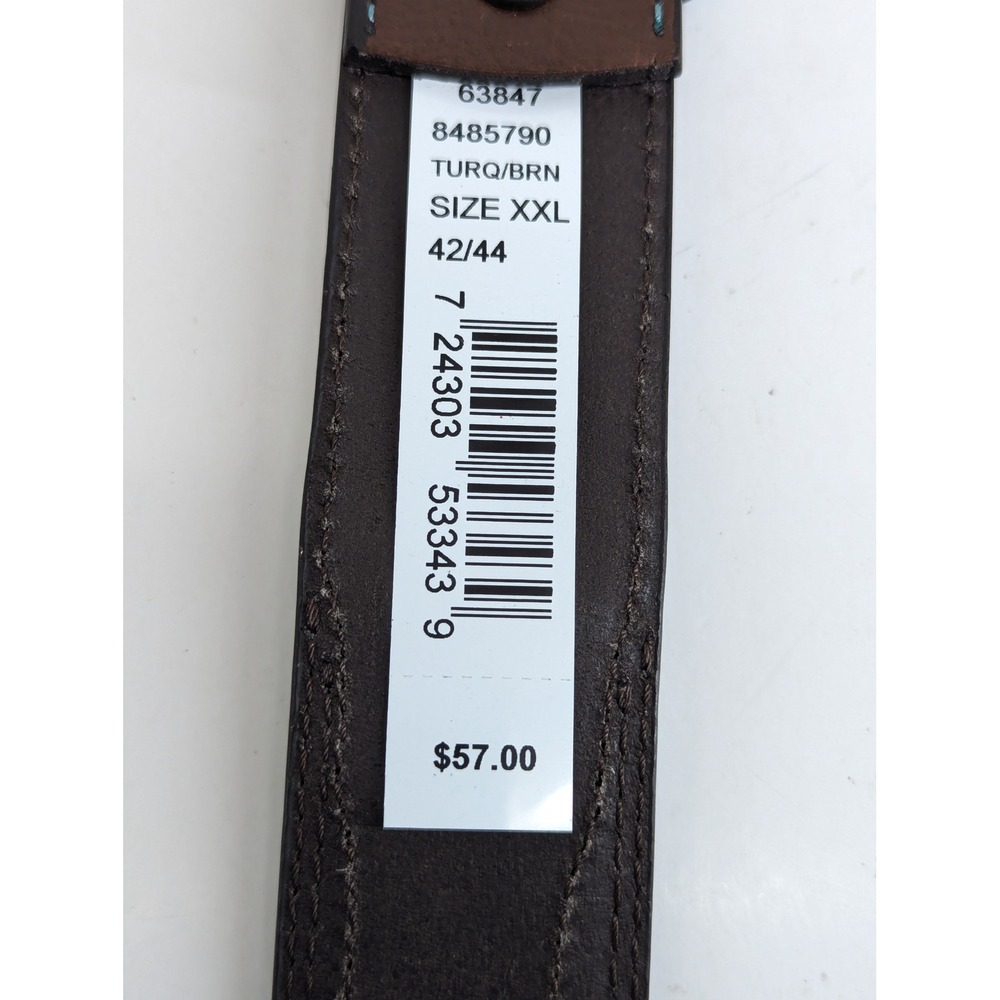 Roper Womens XXL 44/46 Brown Turquoise Leather Rhinestone Western Belt NWT - Picture 4 of 6